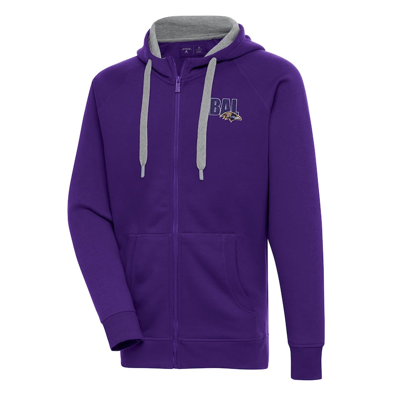 Men's Antigua  Purple Baltimore Ravens Victory Full-Zip Hoodie