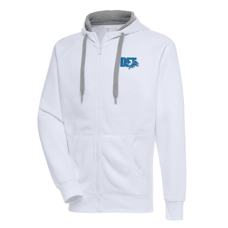 Men's Antigua  White Detroit Lions Victory Full-Zip Hoodie