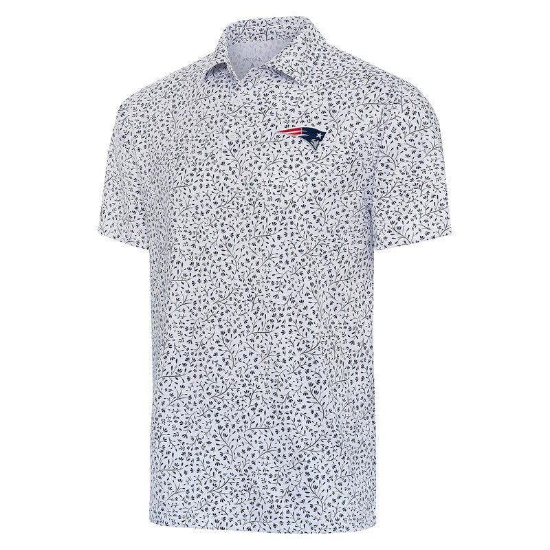 Men's Antigua  White/Navy New England Patriots Motion Polo