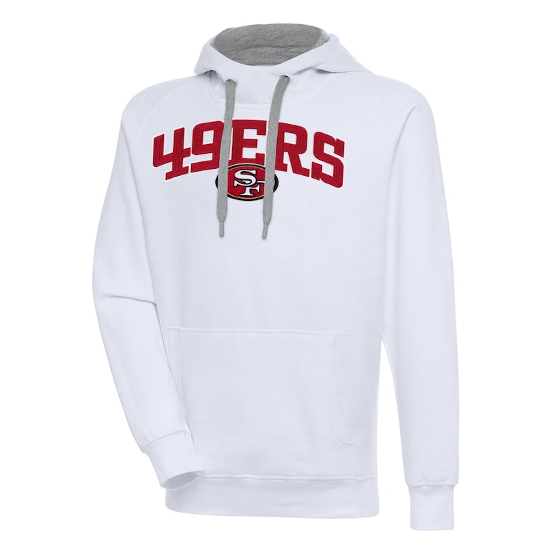 Men's Antigua  White San Francisco 49ers Victory Pullover Hoodie