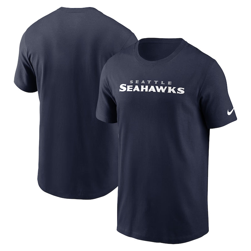 Men's Nike College Navy Seattle Seahawks Primetime Wordmark Essential T-Shirt