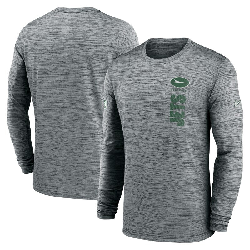 Men's Nike Gray New York Jets Sideline Velocity Dri-FIT Long Sleeve T-Shirt