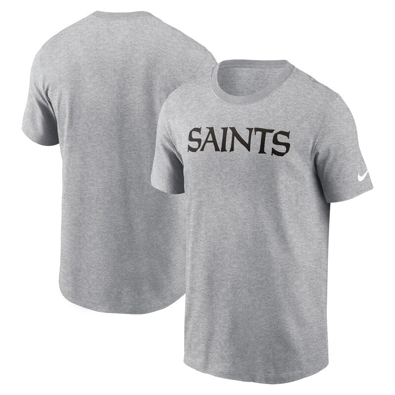 Men's Nike Heather Gray New Orleans Saints Primetime Wordmark Essential T-Shirt