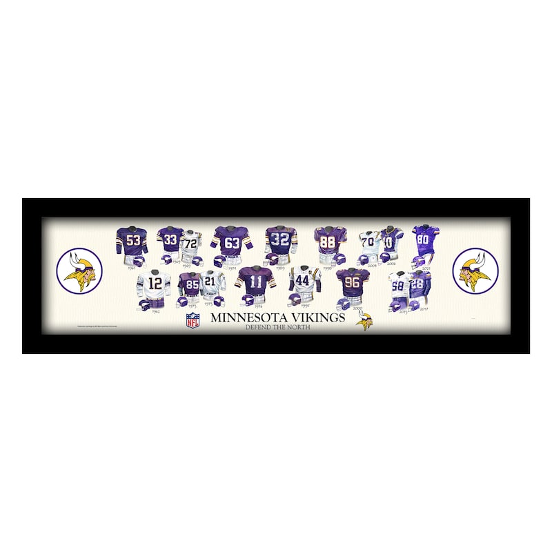 Minnesota Vikings 8" x 26" Framed Art Uniform Heritage Print