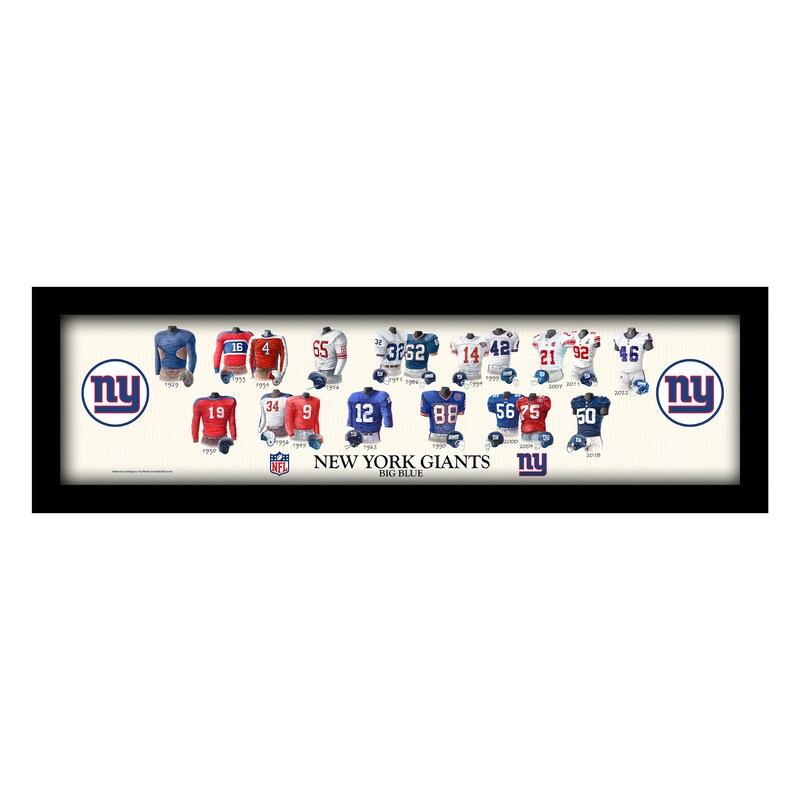 New York Giants 8" x 26" Framed Art Uniform Heritage Print