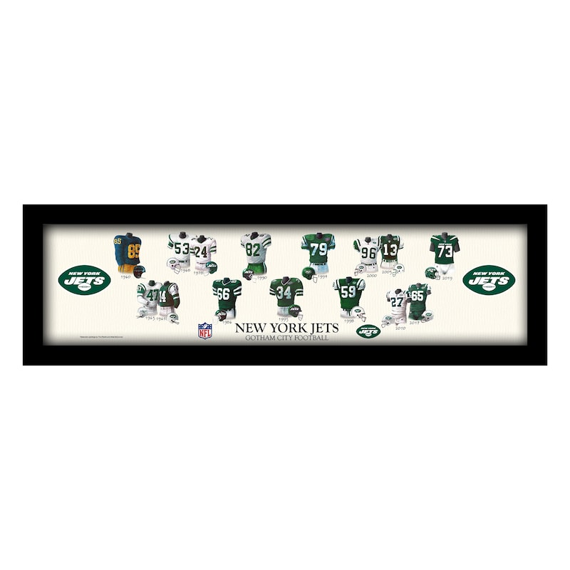 New York Jets 8" x 26" Framed Art Uniform Heritage Print