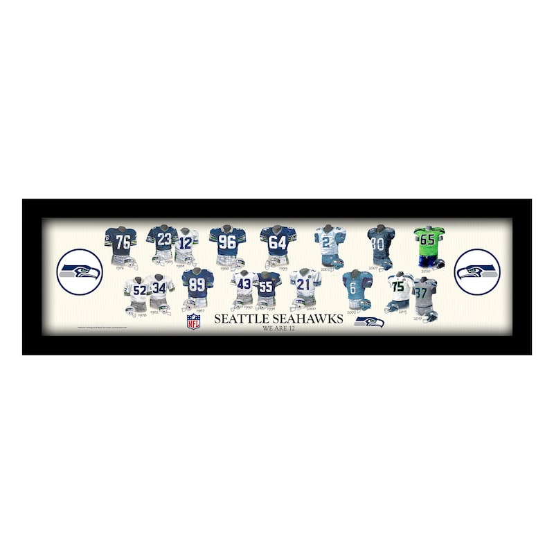 Seattle Seahawks 8" x 26" Framed Art Uniform Heritage Print