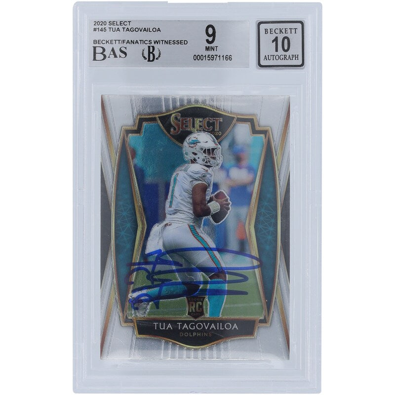 Tua Tagovailoa Miami Dolphins Autographed 2020 Panini Select #145 Beckett Fanatics Witnessed Authenticated 9/10 Rookie Card