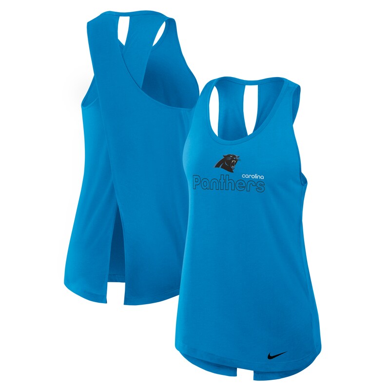 Women's Nike Blue Carolina Panthers  Open-Back Crisscross Dri-FIT Tank Top
