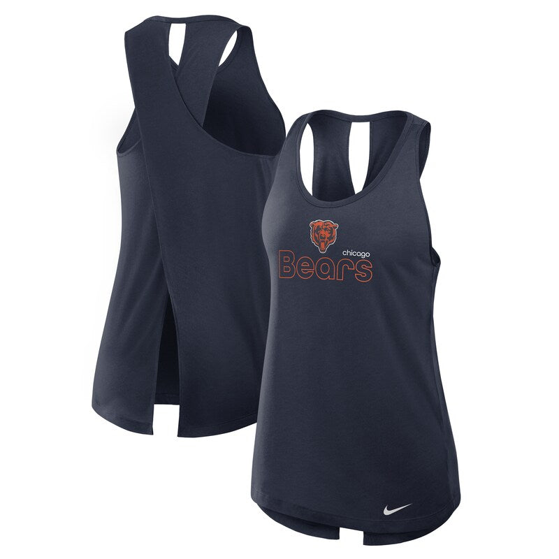 Women's Nike Navy Chicago Bears  Open-Back Crisscross Dri-FIT Tank Top